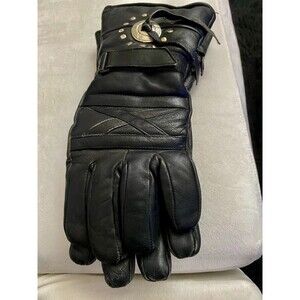 Black Leather Biker Gloves 3M Thinsulate SZ L
